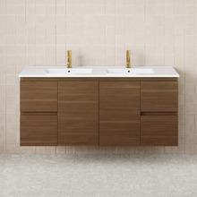 Dolce 1500mm Walnut Wall Hung Double Vanity